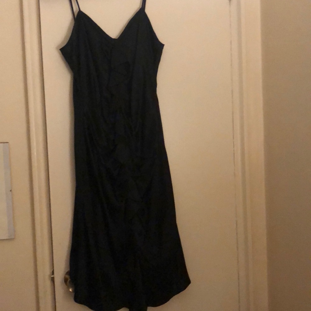 Black evening dress, satin feel